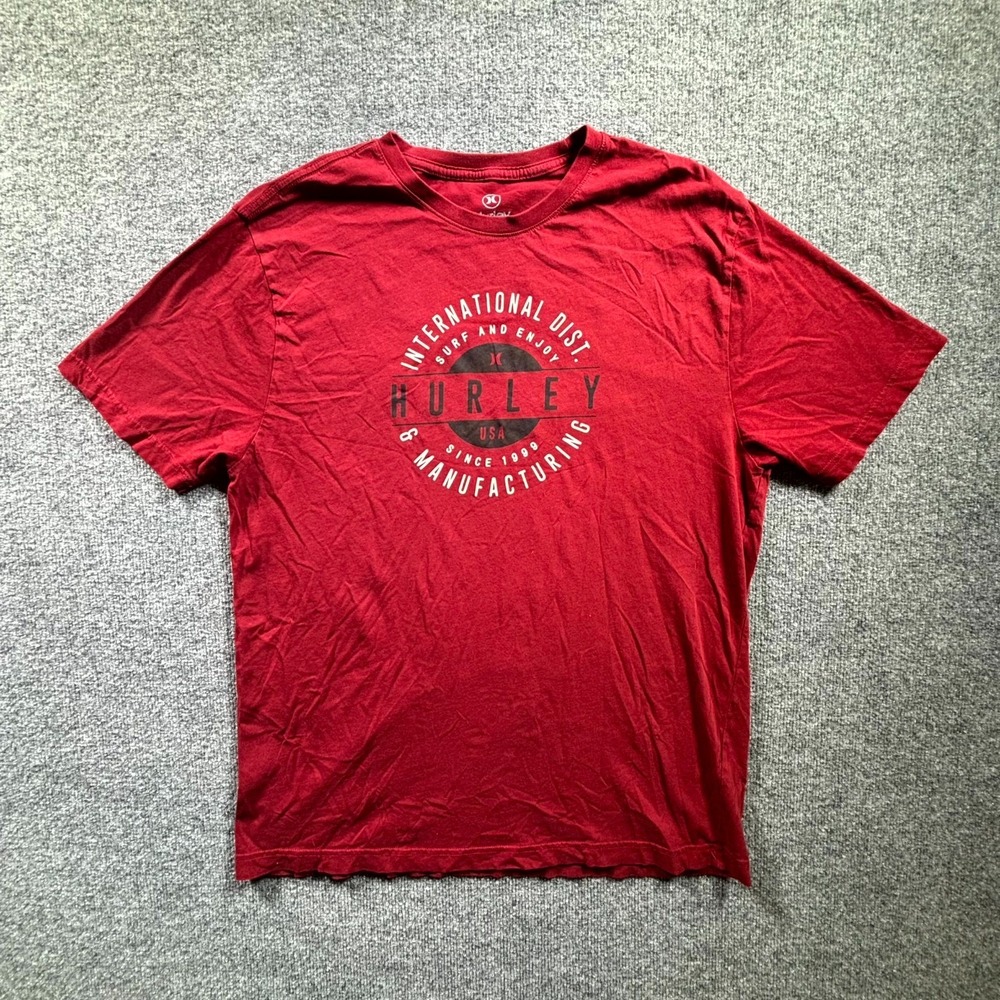 Hurley T-Shirt Mens L Red 100% Cotton Short Sleeve Summer Everyday Graphic Tee